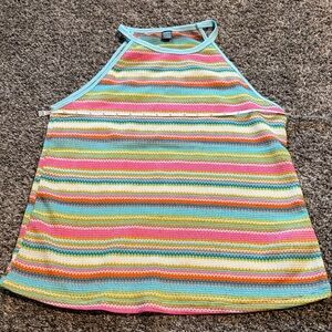Women’s Mesh Colorful Striped Halter Top